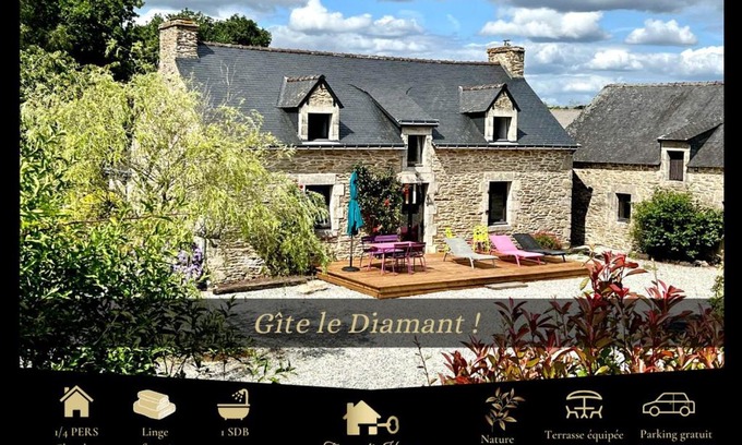 Arzano House | Gîte Diamant, Vallée du Scorff, Nature, Bien-être, 6 personnes