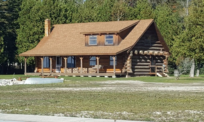 Bois Blanc Island Cabin | Island Getaway on BBI - Beautiful Log Home with Sandy Beachfront on Lake Huron