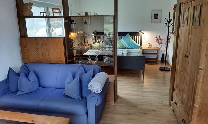 Bad Muenstereifel Condo | Kolvenbacher Ziegenhof apartment "Geißlein" mezzanine floor - with a fantastic view of the valley