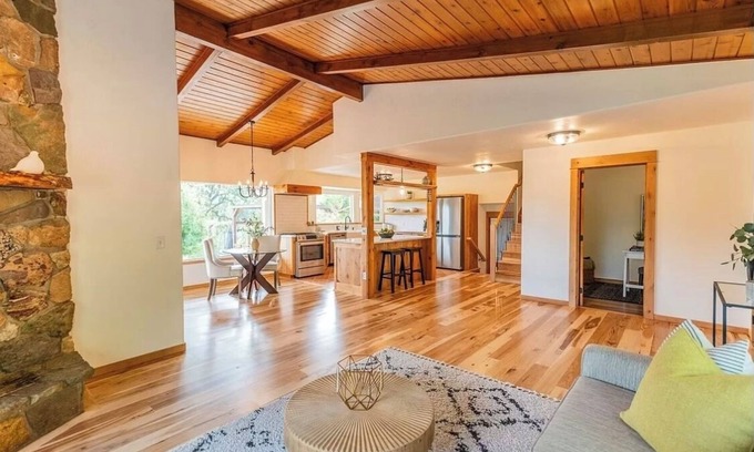 Cottage Grove House | Lake Front bright home with office, wood stove and sauna