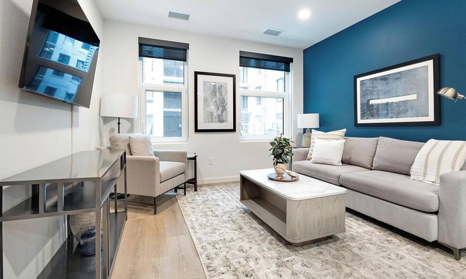 Civic Center Apartment | Landing | Chic 1BD, Rooftop Lounge, Gym