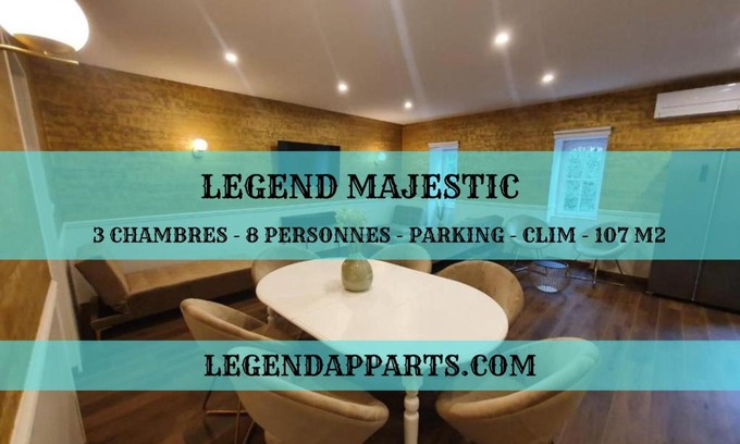Macon Apartment | Legend Majestic - 3 chambres - Parking privé GRATUIT - Centre Ville - Quai de Saône - Gare - fibre