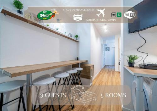 Villiers-le-Bel Apartment | LEscale dAstérix - 9 guests near Paris