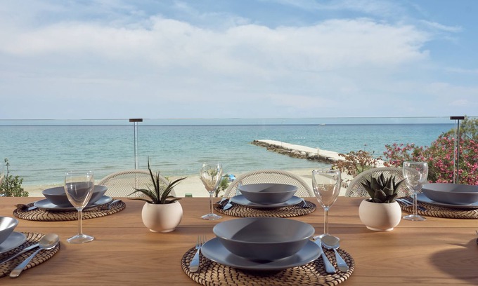 Alykes Apartment | Maritimus Excelsior Suites 2 right onto sandy Alykes Beach