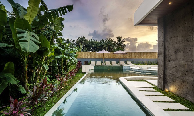 Peliatan Villa | Modern 3-bedroom villa with pool between rice paddies and jungle