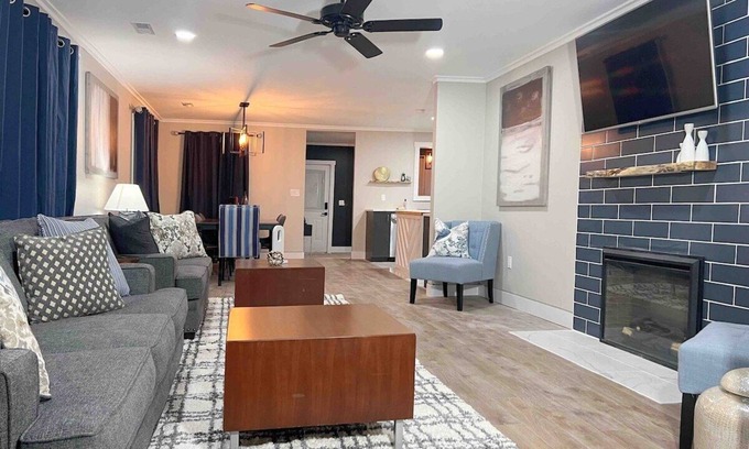 Decatur House | Modern 4BR Retreat Games Fire Pit Movie Room