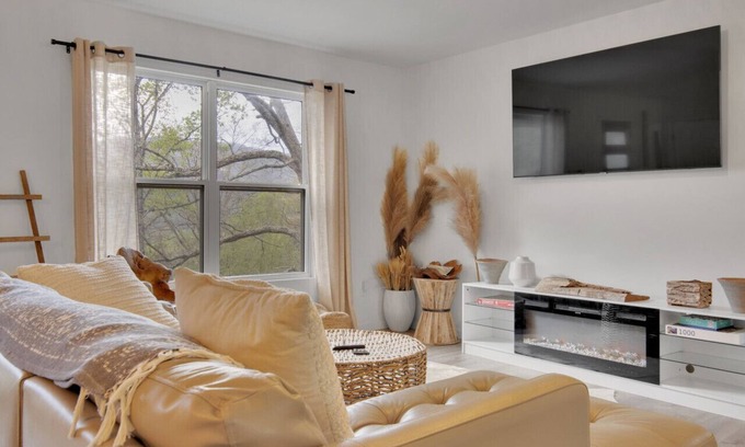 Swannanoa Cabin | Modern Cabin Home Design Mountain Views Hot Tub and Fire Pit Asheville