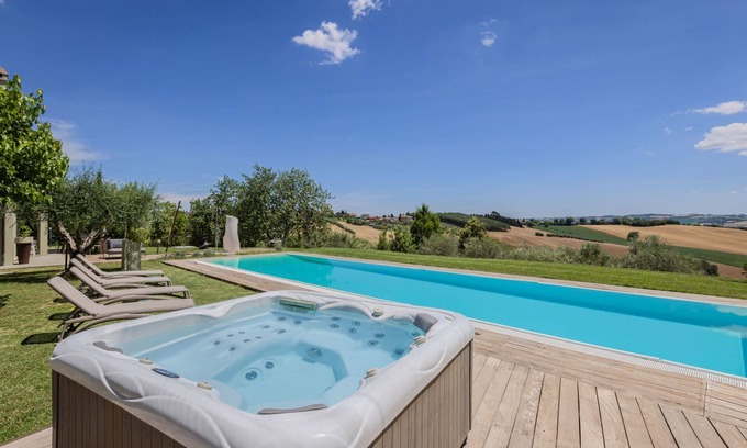 Ripe Villa | Modern villa with heated pool and Jacuzzi, near Ripe, just 20 minutes from the beach of Senigallia