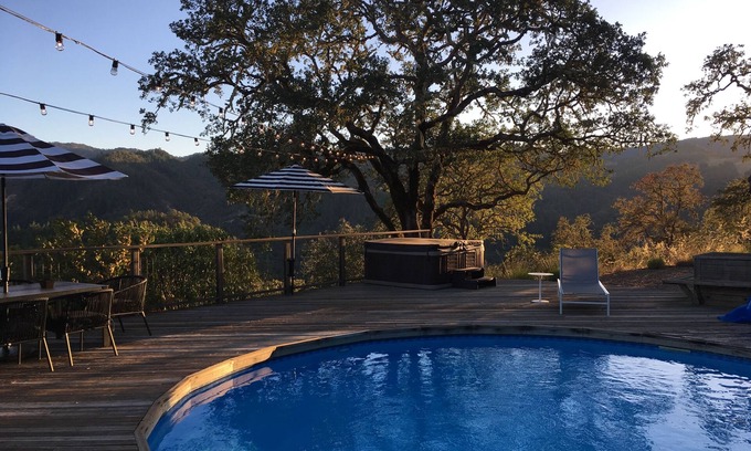 Ukiah House | Mountaintop open home living-pool, hot tub & views!