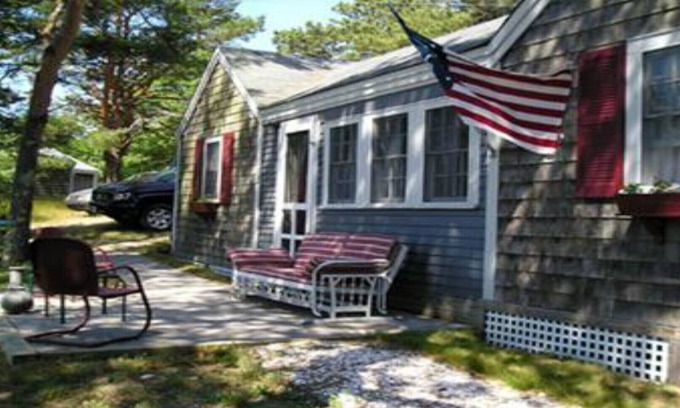 Truro Cottage | NEW KITCHEN BLUE CABINET, BACK SLASH, GRANITE COUNTERS, OUTSIDE RAIN SHOWER.