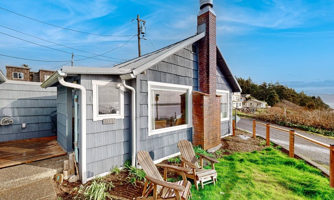 Netarts House | Quaint oceanfront hideaway with open layout, fireplace, central AC, & gas grill