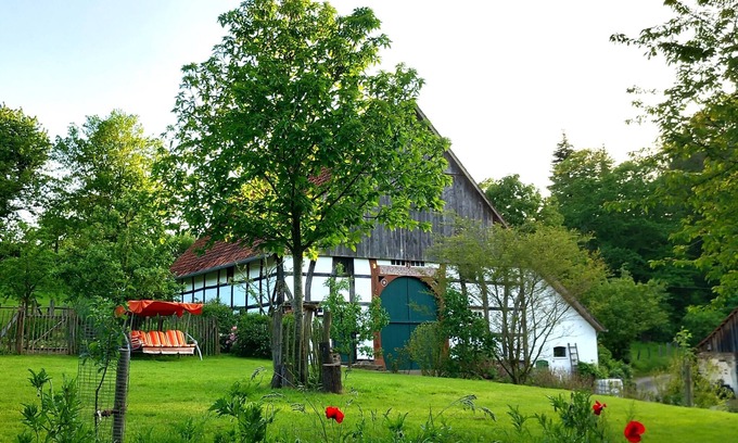 Extertal Apartment | Quiet and idyllic half-timbered holiday home in the middle of nature