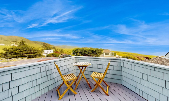 Bodega Bay House | Scenic Bodega Bay Retreat w/Ocean & Valley Views - Dog Friendly + Pvt. Hot Tub