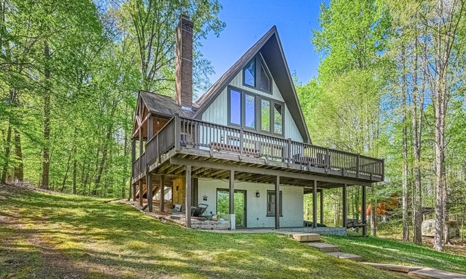 Bumpass House | Secluded lakefront home w/private beach, deck, gas grill, firepit, lake views