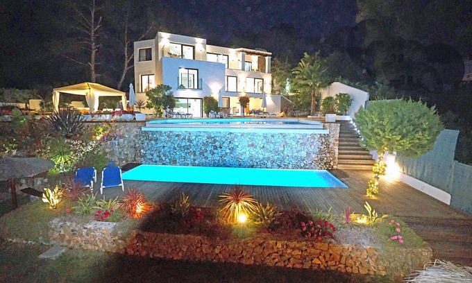 Sant Antoni de Portmany Villa | Spectacular 180 DEGREE VIEWS SEA/SUNSET 2 SWIMMING POOLS, JACUZZI, GYM ,TENNIS