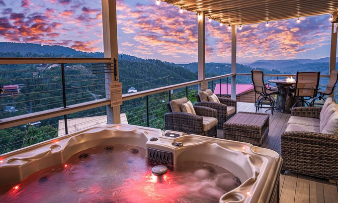 Chalet Village North Cabin | SPECTACULAR Modern Luxury Cabin! 2 Master Suites! Fire Pits! Huge Decks! VIEWS!