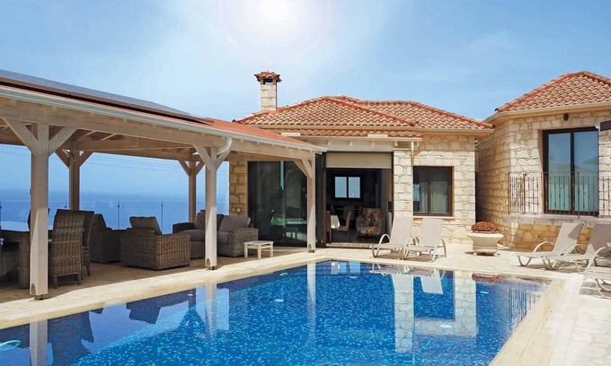 Pachyammos House | This attractive stone villa is set in an elevated position and commands wonderful views across the c