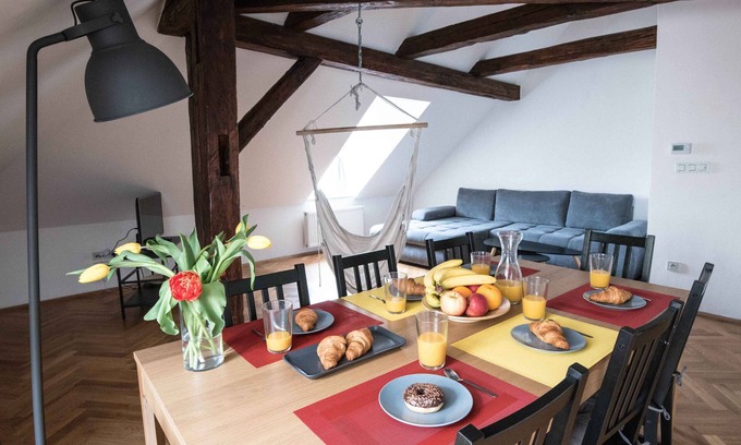 Prague 1 Apartment | Three bedroom duplex apartment with large living room, two bathrooms and kitchen