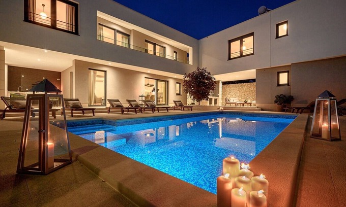 Kastel Sucurac Villa | Villa Adris – A Luxurious Oasis with Heated Pool, Gym & Sauna