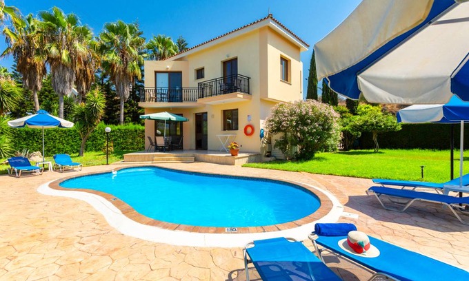 Latchi Villa | Villa Fostira: Large Private Pool, Walk to Beach, A/C, WiFi, Eco-Friendly