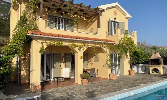 Mousata Villa | Villa Magdalani a Family Villa with Private Pool, Sea and Mountain Views.