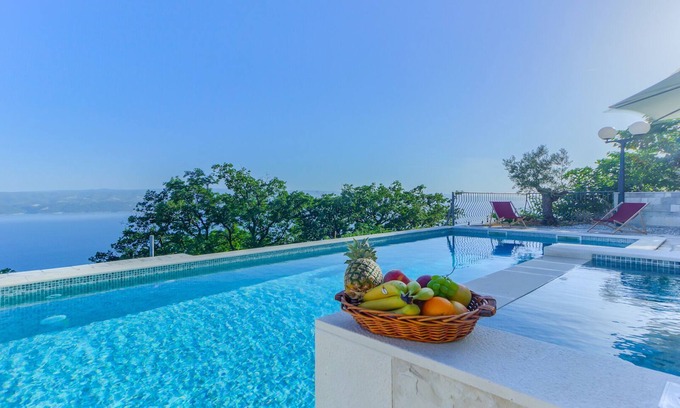 Stanici Villa | Villa Vista Azzurra - with sea views, a private pool and 4 bedrooms for 8+1 guests