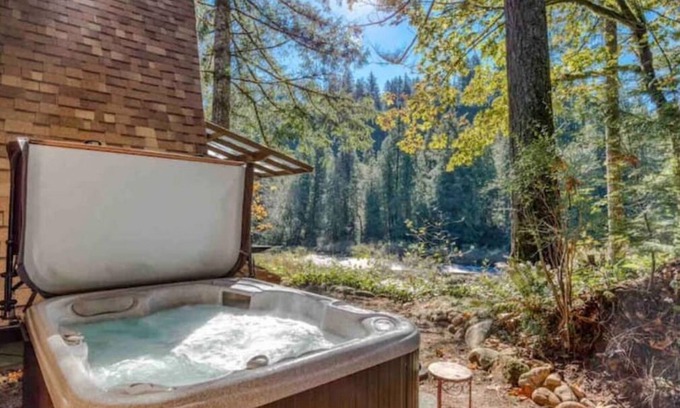 Washougal Cabin | Washougal river view, hot tub and HVAC for heat and cooling
