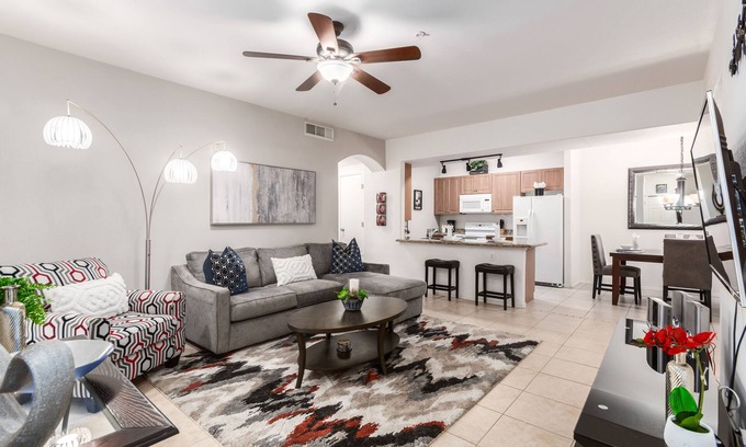 East Mesa Condo | You Go Ground Floor! Heated Pool, Spa and More!