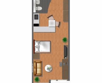 Studio Apartment with One Double Bed