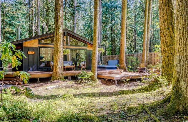 Charming, dog-friendly cabin with deck, firepit, grill, hot tub, fireplace & W/D