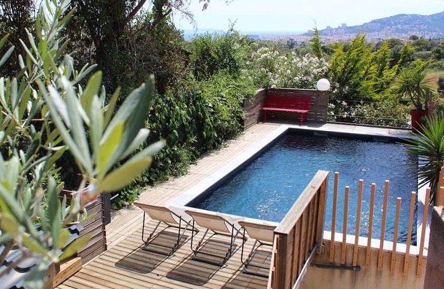 Top of villa with sea view and swimming pool in Ajaccio