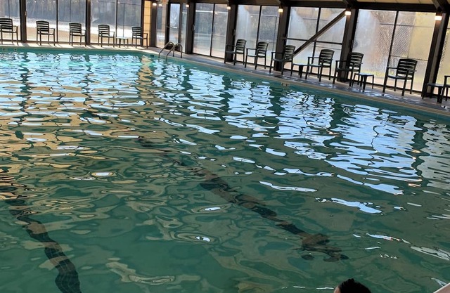 Lakefront resort with pools, kayak, tennis courts, campfire…