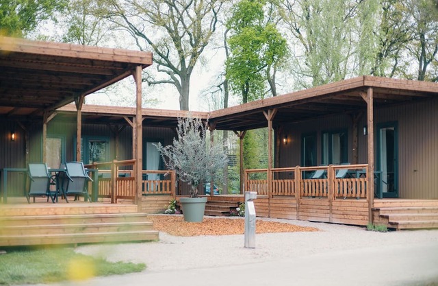 Two cosy lodges for 8 guests with nature views, own kitchen and modern rain shower bathroom.